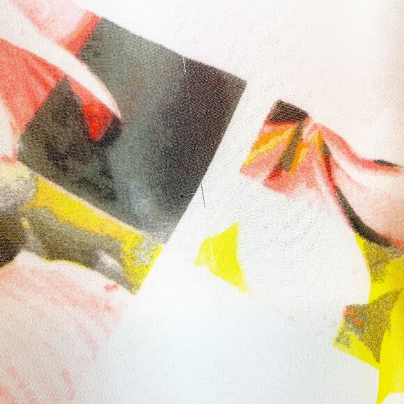 Vince Camuto White Floral Lattice Print Top - Lg - Picture 7 of 7